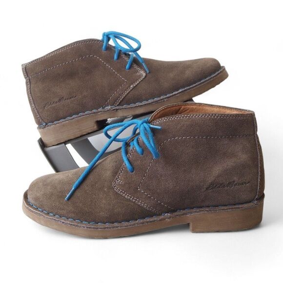 Eddie Bauer Bruce Suede Chukka Ankle Boots Grey / Blue Laces & Stitching Men 10M - Picture 1 of 11